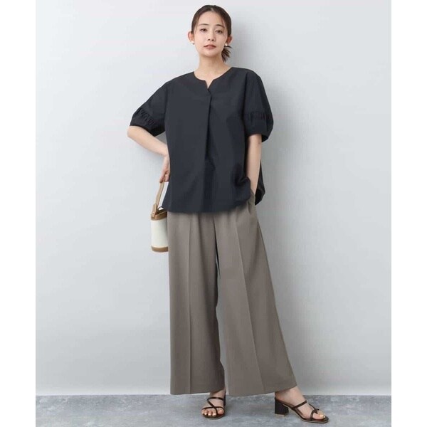 MK ミッシェルクラン（MK MICHEL KLEIN ）/センタープレス入りストレートワイドパンツ/UVカット/接触冷感/速乾/洗える