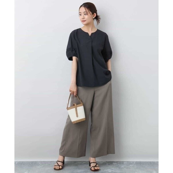 MK ミッシェルクラン（MK MICHEL KLEIN ）/センタープレス入りストレートワイドパンツ/UVカット/接触冷感/速乾/洗える