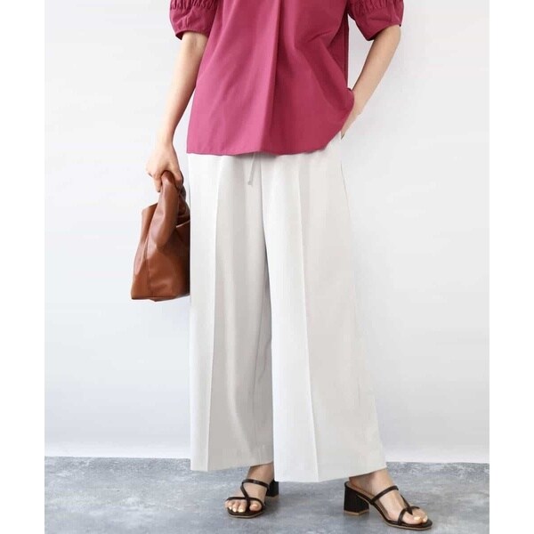 MK ミッシェルクラン（MK MICHEL KLEIN ）/センタープレス入りストレートワイドパンツ/UVカット/接触冷感/速乾/洗える