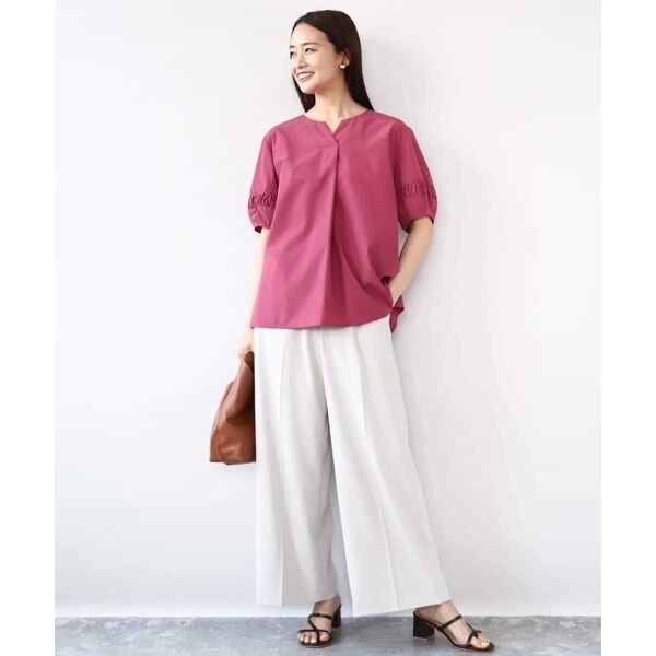 MK ミッシェルクラン（MK MICHEL KLEIN ）/センタープレス入りストレートワイドパンツ/UVカット/接触冷感/速乾/洗える