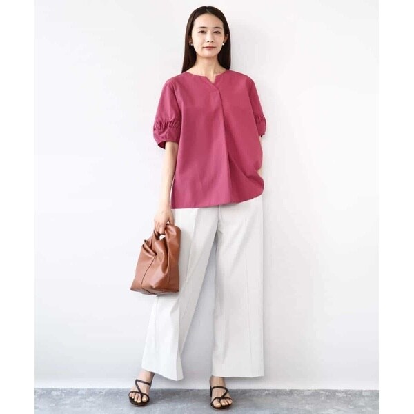 MK ミッシェルクラン（MK MICHEL KLEIN ）/センタープレス入りストレートワイドパンツ/UVカット/接触冷感/速乾/洗える