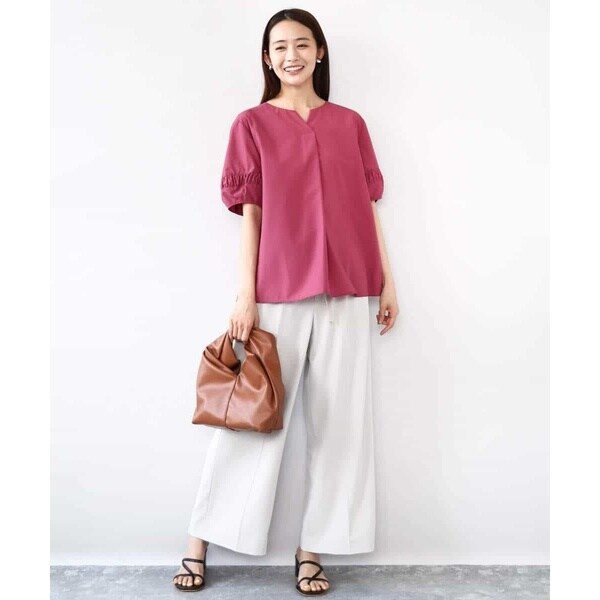 MK ミッシェルクラン（MK MICHEL KLEIN ）/センタープレス入りストレートワイドパンツ/UVカット/接触冷感/速乾/洗える