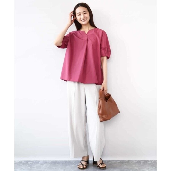 MK ミッシェルクラン（MK MICHEL KLEIN ）/センタープレス入りストレートワイドパンツ/UVカット/接触冷感/速乾/洗える