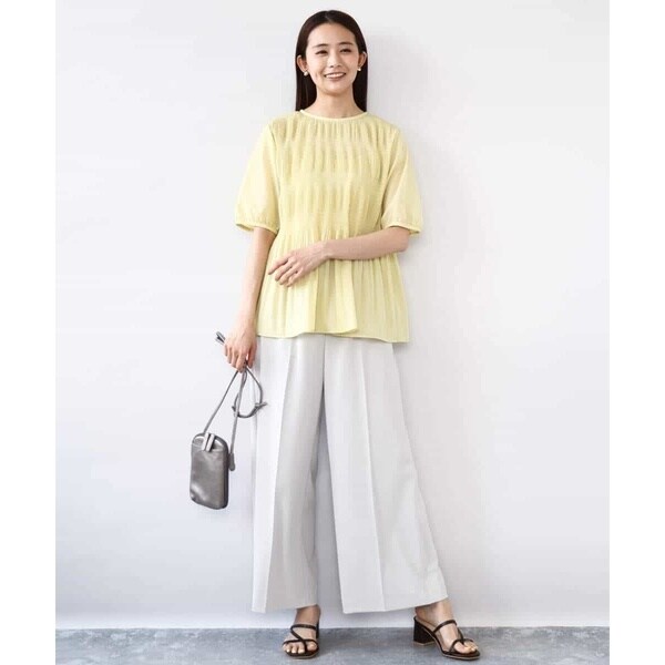 MK ミッシェルクラン（MK MICHEL KLEIN ）/センタープレス入りストレートワイドパンツ/UVカット/接触冷感/速乾/洗える