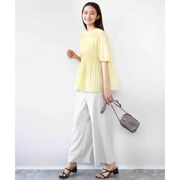 MK ミッシェルクラン（MK MICHEL KLEIN ）/センタープレス入りストレートワイドパンツ/UVカット/接触冷感/速乾/洗える