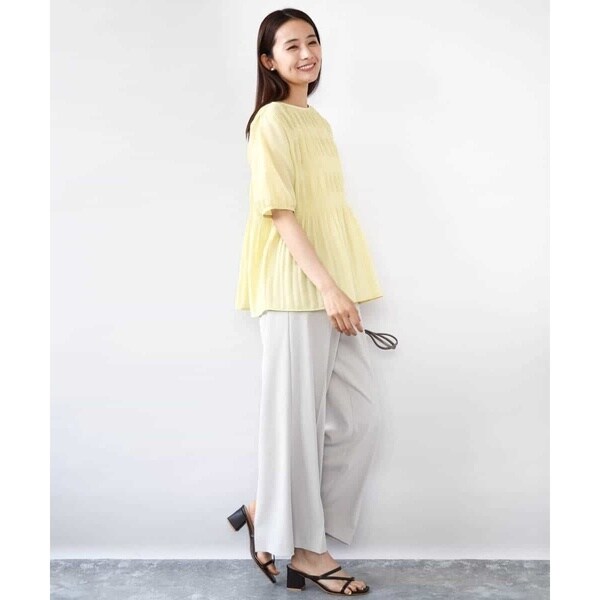 MK ミッシェルクラン（MK MICHEL KLEIN ）/センタープレス入りストレートワイドパンツ/UVカット/接触冷感/速乾/洗える