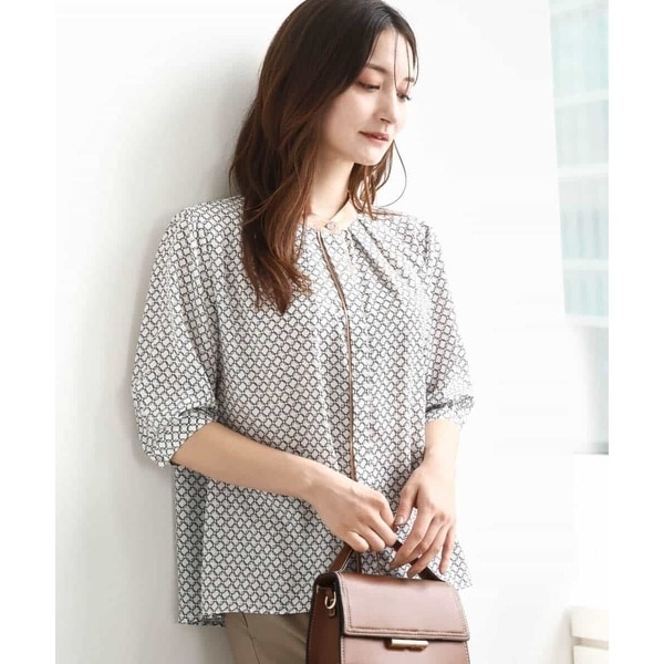 MK ミッシェルクラン（MK MICHEL KLEIN ）/幾何プリント配色ブラウス