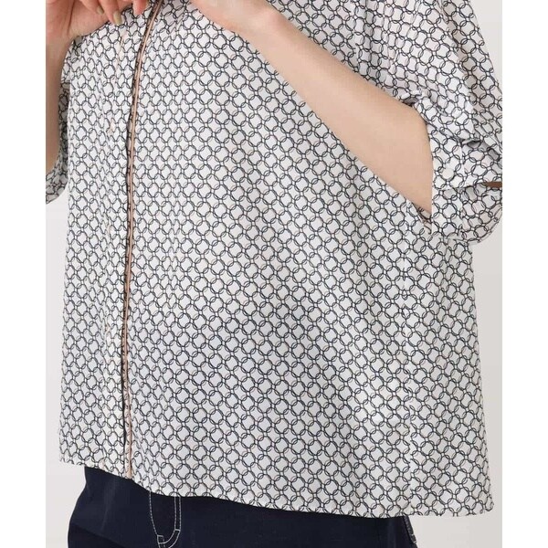 MK ミッシェルクラン（MK MICHEL KLEIN ）/幾何プリント配色ブラウス