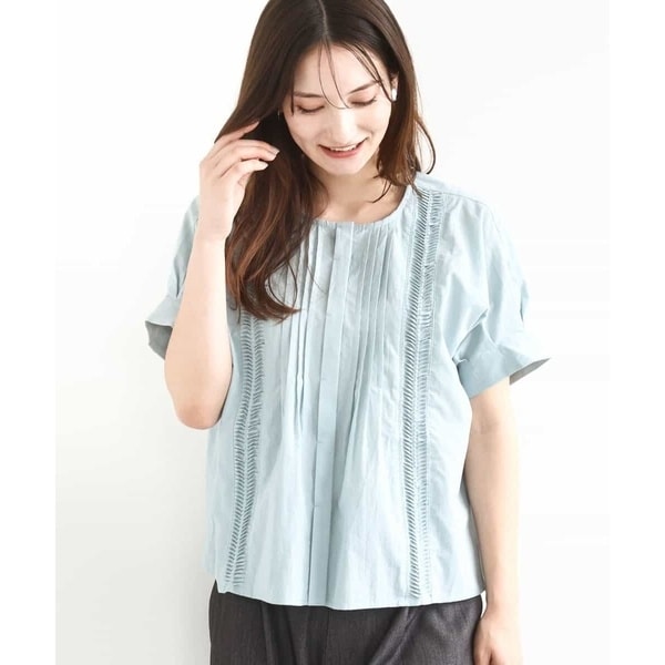 MK ミッシェルクラン（MK MICHEL  ）/コットンボイルピンタックデザインブラウス/洗える