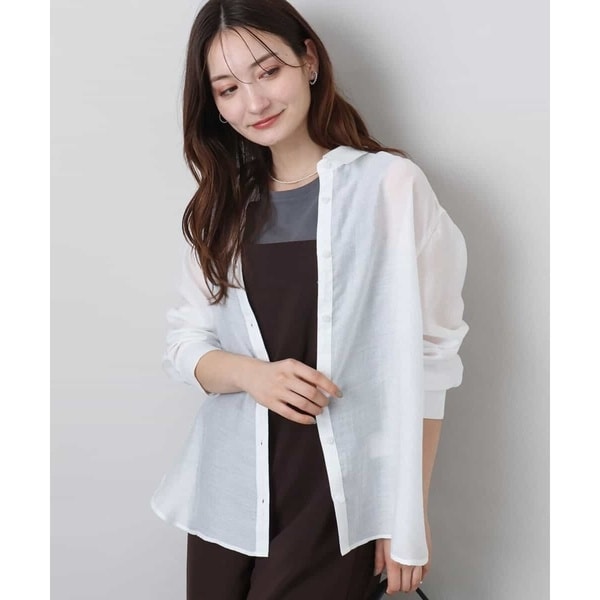 MK ミッシェルクラン（MK MICHEL  ）/シアーローンシャツブラウス/洗える