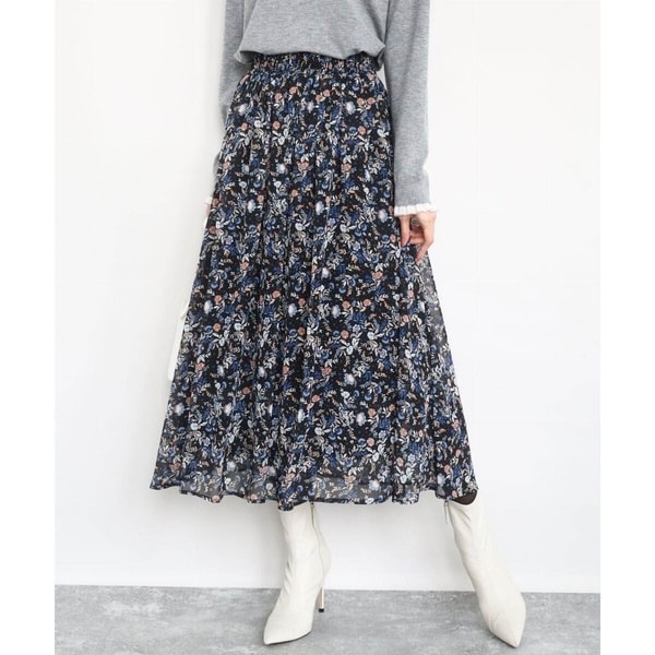 MK ミッシェルクラン（MK MICHEL  ）/フラワードットプリントシフォンスカート/洗える