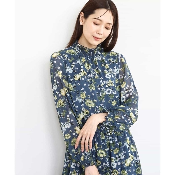 MK ミッシェルクラン（MK MICHEL  ）/クラシックフラワープリント シフォンブラウス/洗える