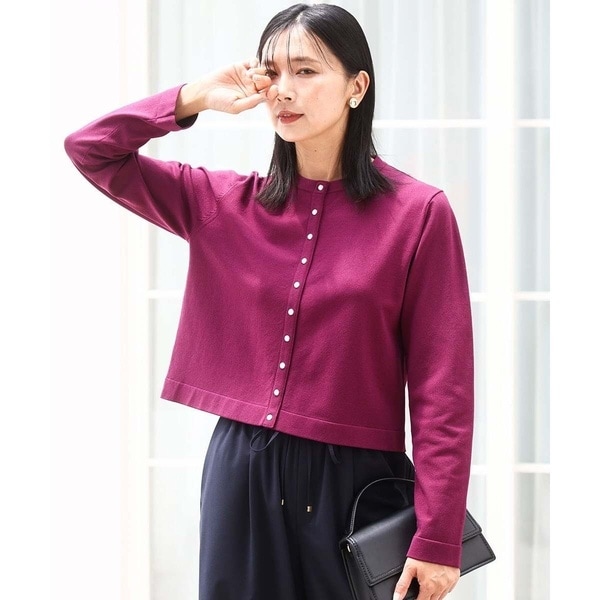 MK ミッシェルクラン（MK MICHEL  ）/ドット釦コンパクトニットカーディガン/洗える