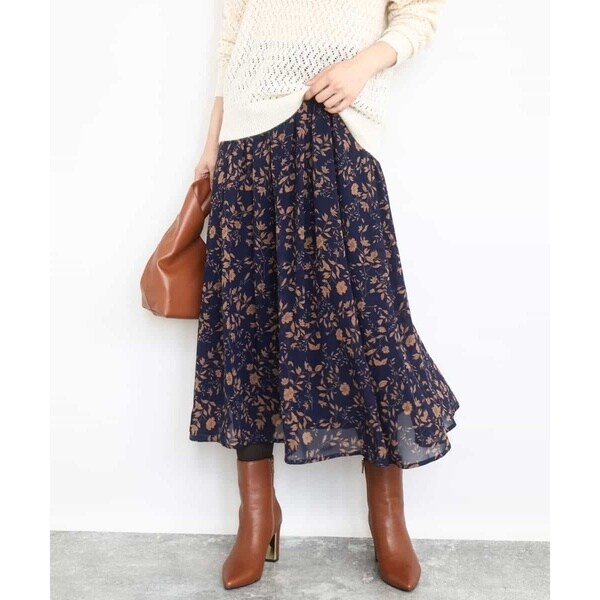 MK ミッシェルクラン（MK MICHEL  ）/【こなれSETUP/洗える】レトロ花柄スカート