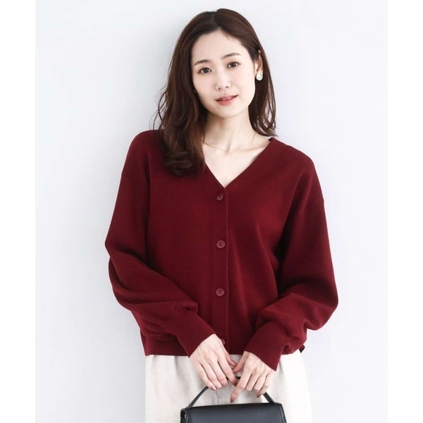 MK ミッシェルクラン（MK MICHEL  ）/スムース編みVネックニットカーディガン/洗える