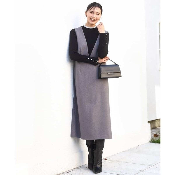 MK ミッシェルクラン（MK MICHEL  ）/【トレンド/洗える】ウールライク Vネックジャンパースカート