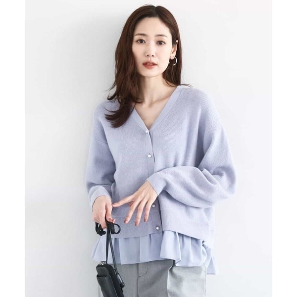 MK ミッシェルクラン（MK MICHEL  ）/ペプラムデザインVネックニットカーディガン/洗える