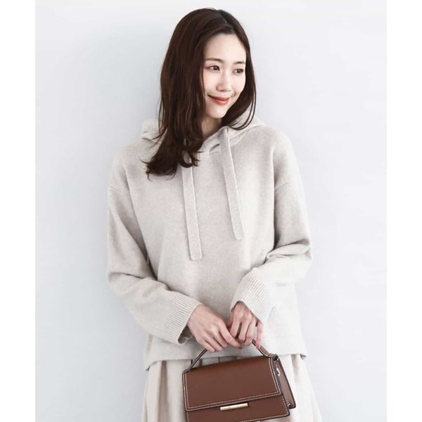 MK ミッシェルクラン（MK MICHEL  ）/【ウール混/トレンド/洗える】クロップド丈ニットフーディー