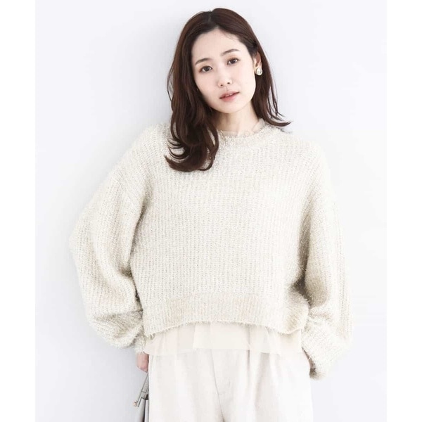 MK ミッシェルクラン（MK MICHEL  ）/【HOLIDAY/ラメ/洗える】ミニフリルデザインキラキラニット