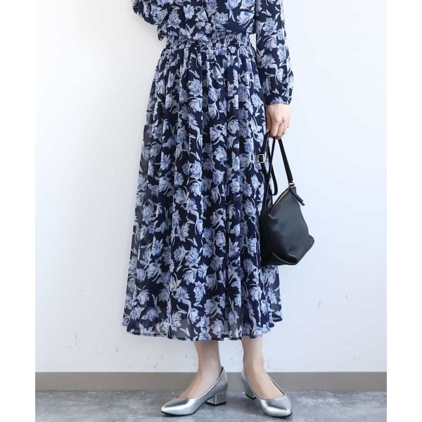 MK ミッシェルクラン（MK MICHEL KLEIN ）/花柄シフォンスカート/洗える