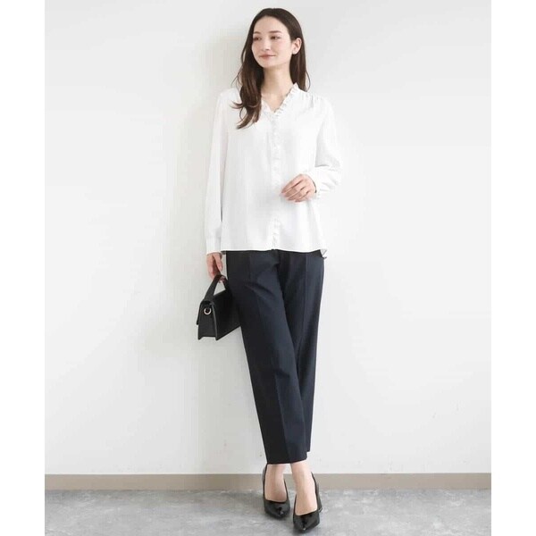 MK ミッシェルクラン（MK MICHEL KLEIN ）/[洗える]Vネックミニフリルブラウス_3