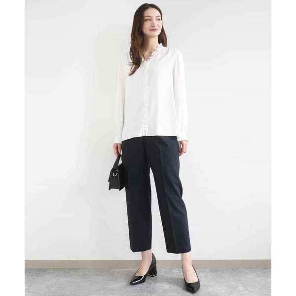 MK ミッシェルクラン（MK MICHEL KLEIN ）/[洗える]Vネックミニフリルブラウス_4