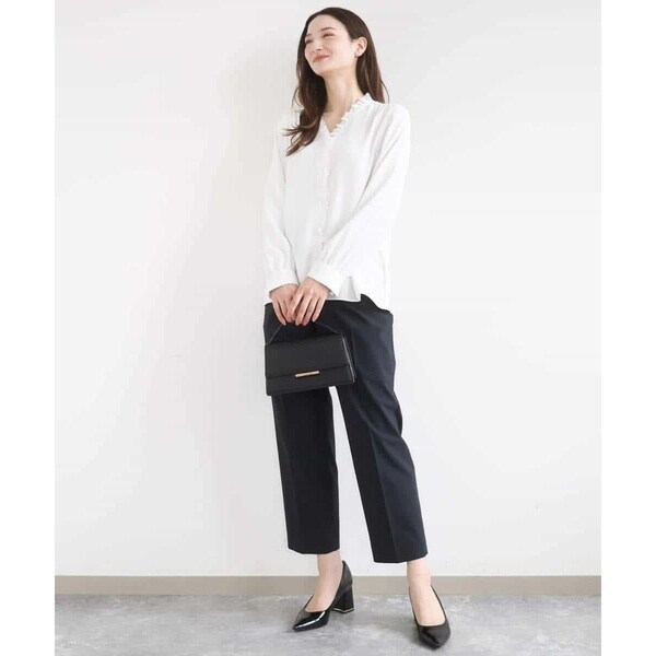 MK ミッシェルクラン（MK MICHEL KLEIN ）/[洗える]Vネックミニフリルブラウス_5