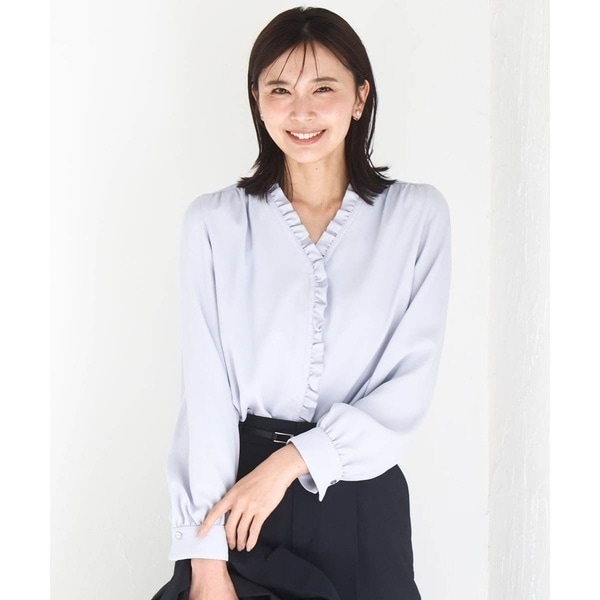 MK ミッシェルクラン（MK MICHEL KLEIN ）/[洗える]Vネックミニフリルブラウス_15