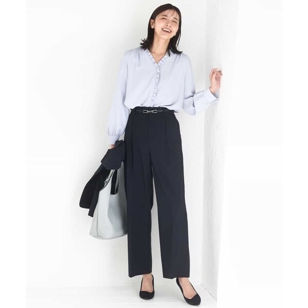 MK ミッシェルクラン（MK MICHEL KLEIN ）/[洗える]Vネックミニフリルブラウス_17