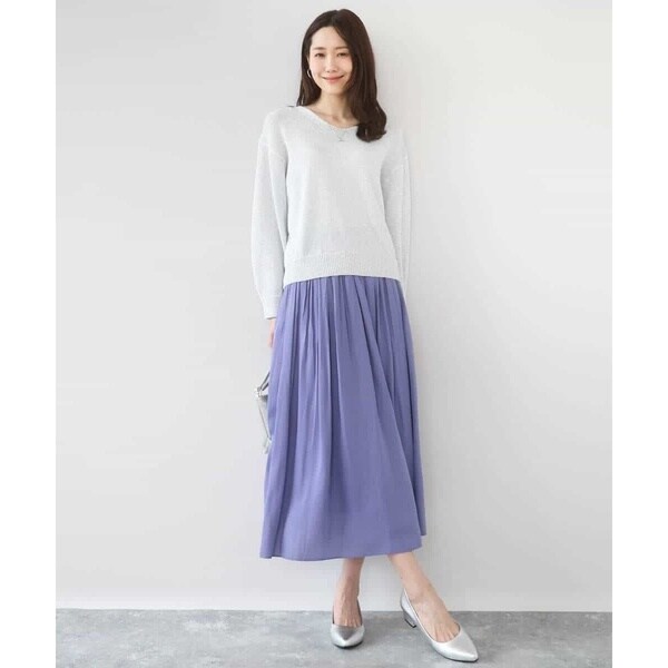 MK ミッシェルクラン（MK MICHEL KLEIN ）/[瞬美シリーズ/UVカット/洗える]サテンプリーツスカート_5
