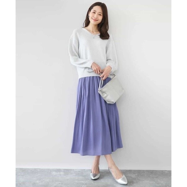 MK ミッシェルクラン（MK MICHEL KLEIN ）/[瞬美シリーズ/UVカット/洗える]サテンプリーツスカート_7