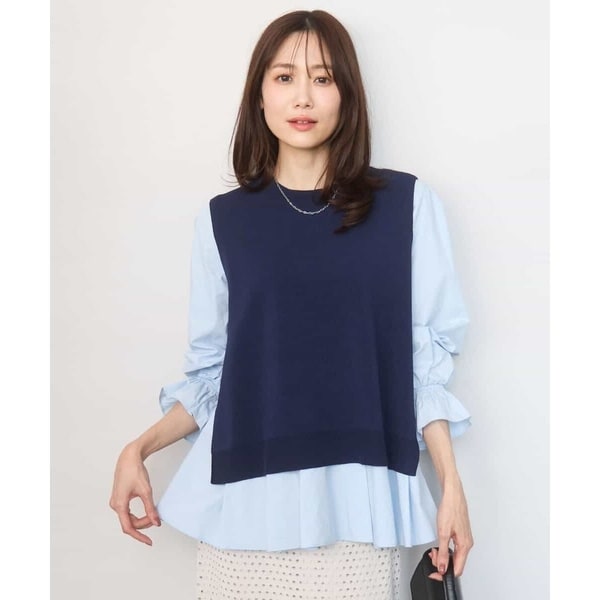 MK ミッシェルクラン（MK MICHEL KLEIN ）/キャンディースリーブブラウス×ニットベスト ツインセット/洗える