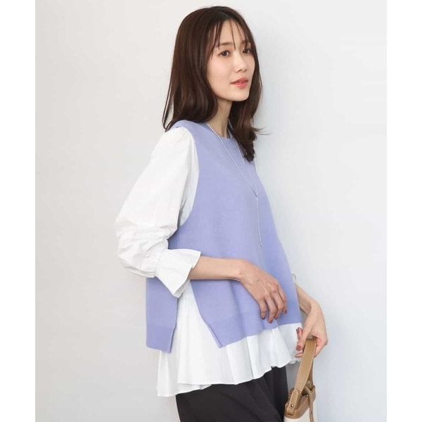 MK ミッシェルクラン（MK MICHEL KLEIN ）/キャンディースリーブブラウス×ニットベスト ツインセット/洗える_2