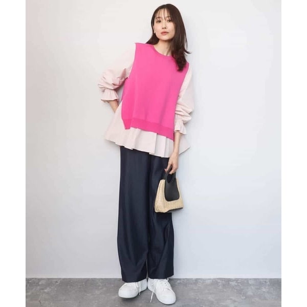 MK ミッシェルクラン（MK MICHEL KLEIN ）/キャンディースリーブブラウス×ニットベスト ツインセット/洗える_5