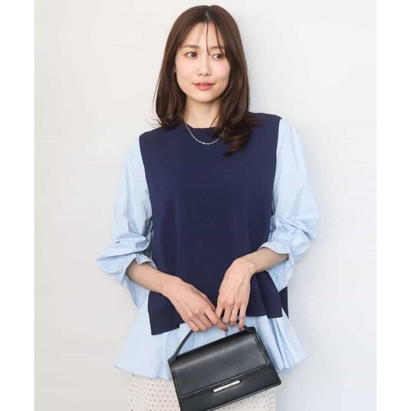 MK ミッシェルクラン（MK MICHEL KLEIN ）/キャンディースリーブブラウス×ニットベスト ツインセット/洗える_10