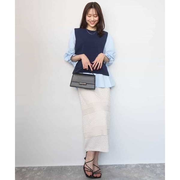 MK ミッシェルクラン（MK MICHEL KLEIN ）/キャンディースリーブブラウス×ニットベスト ツインセット/洗える_11