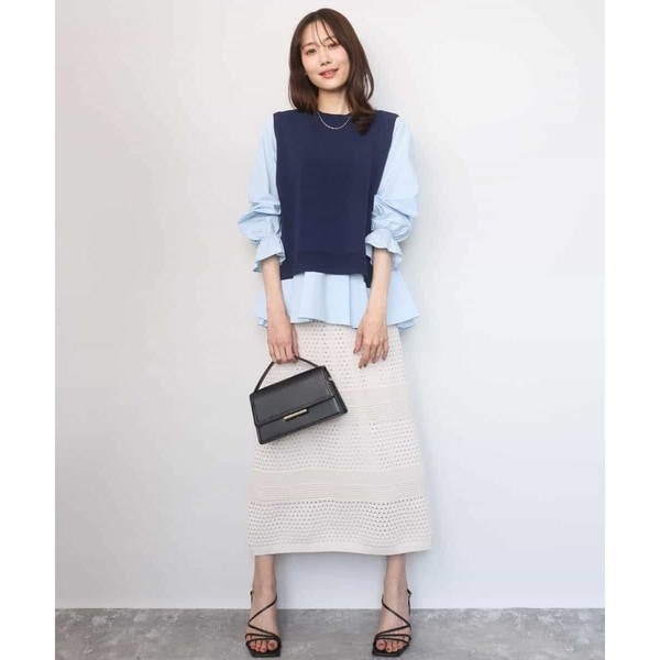 MK ミッシェルクラン（MK MICHEL KLEIN ）/キャンディースリーブブラウス×ニットベスト ツインセット/洗える_12