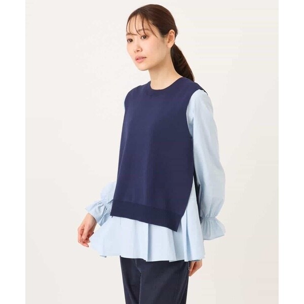 MK ミッシェルクラン（MK MICHEL KLEIN ）/キャンディースリーブブラウス×ニットベスト ツインセット/洗える_14