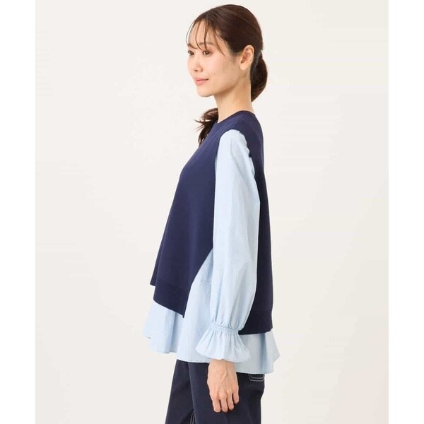 MK ミッシェルクラン（MK MICHEL KLEIN ）/キャンディースリーブブラウス×ニットベスト ツインセット/洗える_15