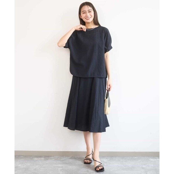 MK ミッシェルクラン（MK MICHEL KLEIN ）/[洗える]シアーチェック柄フレアスカート_9