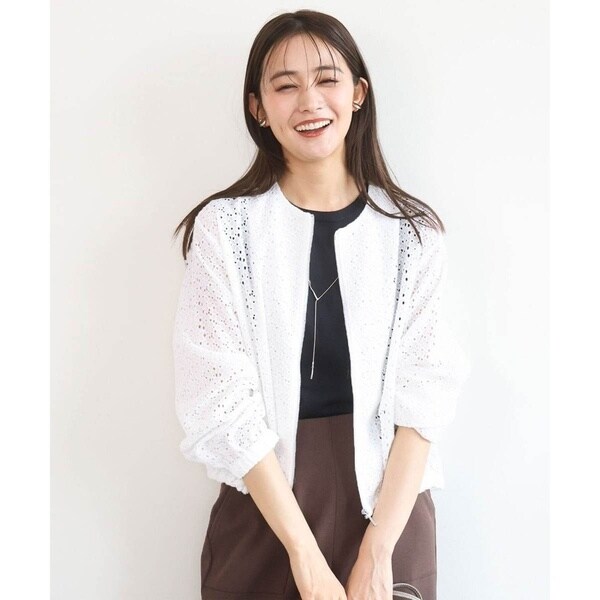 MK ミッシェルクラン（MK MICHEL KLEIN ）/[洗える]花柄ラッセルレースジップアップブルゾン_2