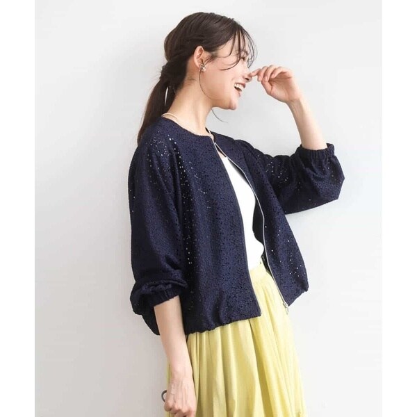 MK ミッシェルクラン（MK MICHEL KLEIN ）/[洗える]花柄ラッセルレースジップアップブルゾン_6