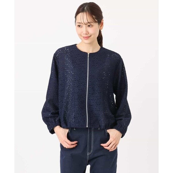 MK ミッシェルクラン（MK MICHEL KLEIN ）/[洗える]花柄ラッセルレースジップアップブルゾン_10