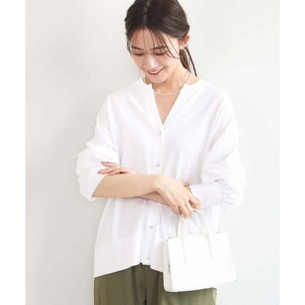 MK ミッシェルクラン（MK MICHEL KLEIN ）/[UVカット/接触冷感/洗える]キーネックカーディガン