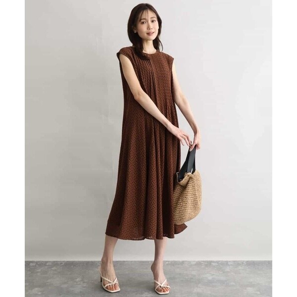 MK ミッシェルクラン（MK MICHEL KLEIN ）/[洗える]幾何柄レースAラインワンピース_4