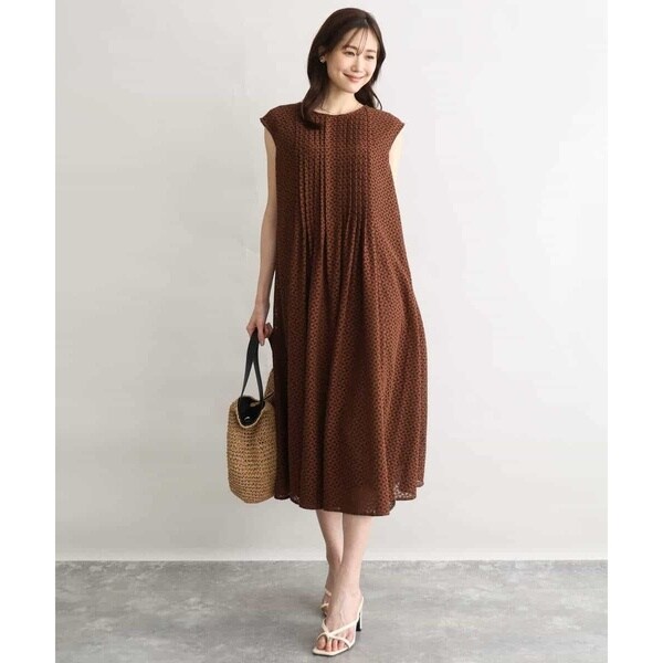 MK ミッシェルクラン（MK MICHEL KLEIN ）/[洗える]幾何柄レースAラインワンピース_5