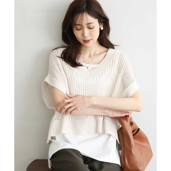 MK ミッシェルクラン（MK MICHEL KLEIN ）/[洗える]メッシュ編みニットベスト×タンクトップ ツインセット_1