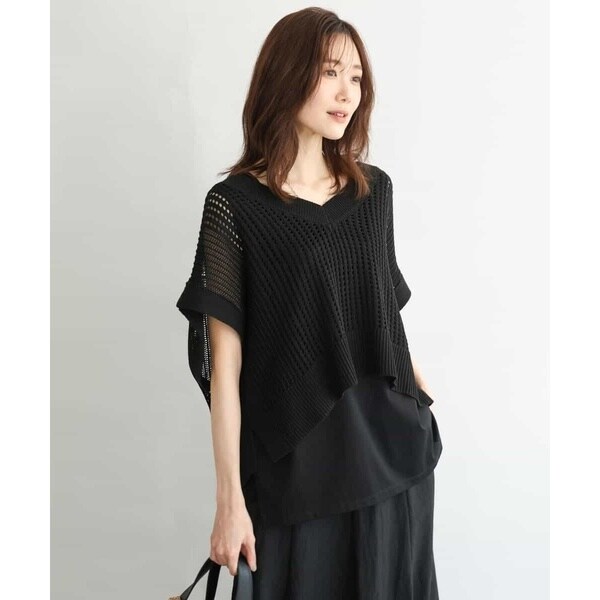 MK ミッシェルクラン（MK MICHEL KLEIN ）/[洗える]メッシュ編みニットベスト×タンクトップ ツインセット_3