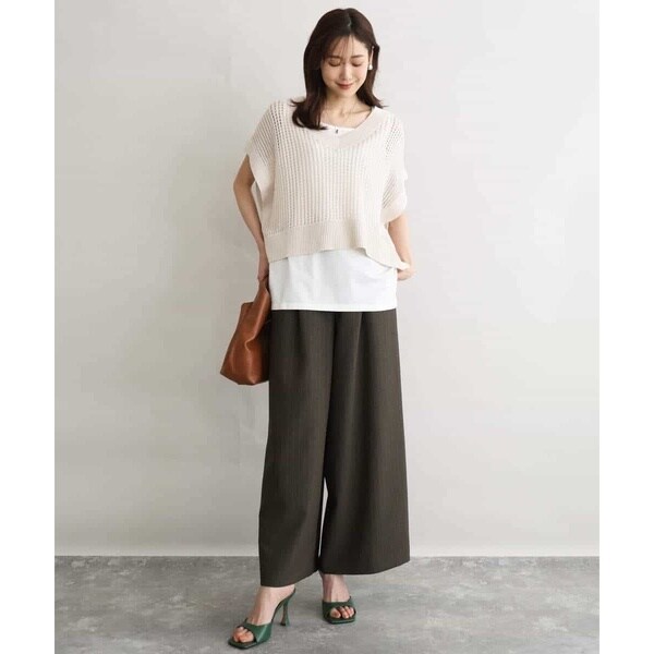 MK ミッシェルクラン（MK MICHEL KLEIN ）/[洗える]メッシュ編みニットベスト×タンクトップ ツインセット_9