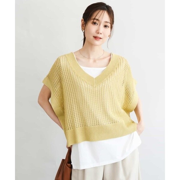 MK ミッシェルクラン（MK MICHEL KLEIN ）/[洗える]メッシュ編みニットベスト×タンクトップ ツインセット_11